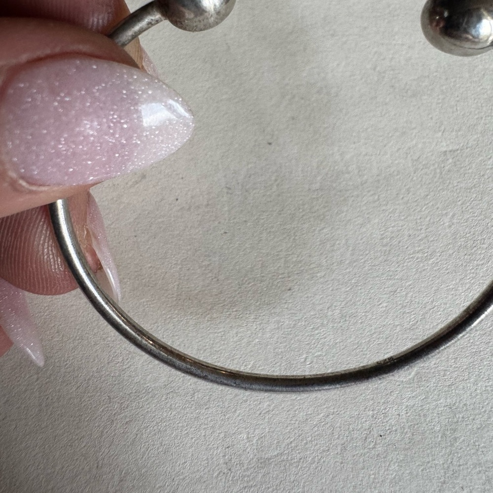 Sterling Silver Cuff Bracelet with 2 Accent Ball Ends 6.5" 8.5g - Picture 3 of 9